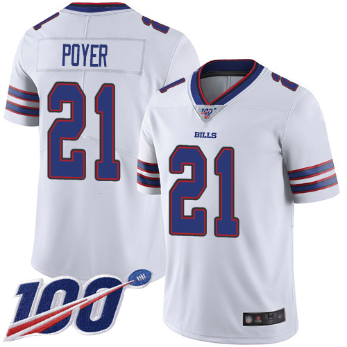 Men Buffalo Bills #21 Jordan Poyer White Vapor Untouchable Limited Player 100th Season NFL Jersey